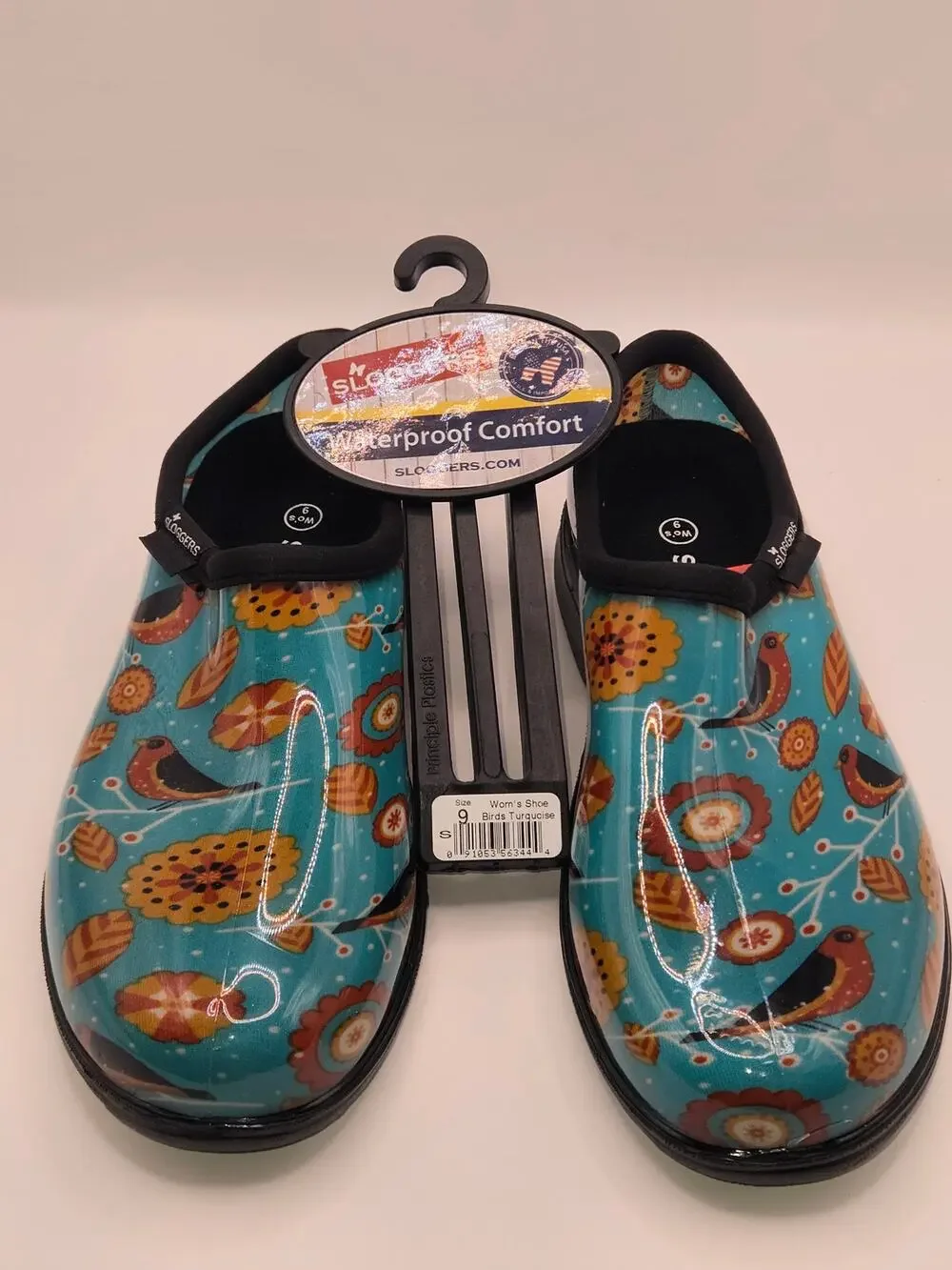 Sloggers Women's Waterproof Garden Rain Clogs Birds Turquoise Size 9 New